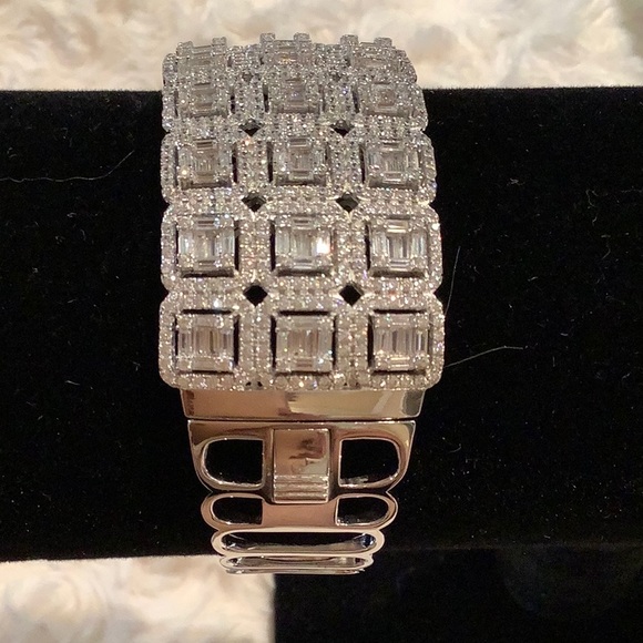 Sterling Silver Crystal Bangle Bracelet - Picture 4 of 9